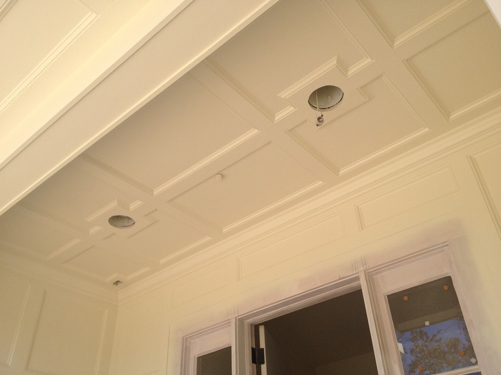 Custom coffered trim porch ceiling - Strong Shield