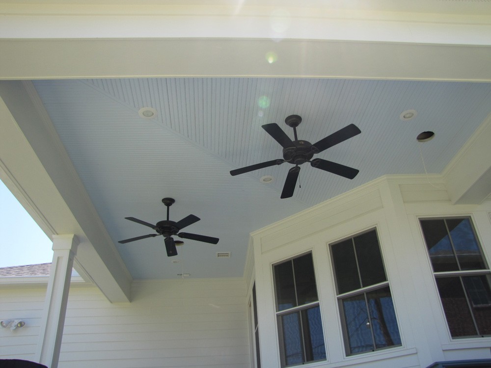 Blue bead board porch with fans - Strong Shield