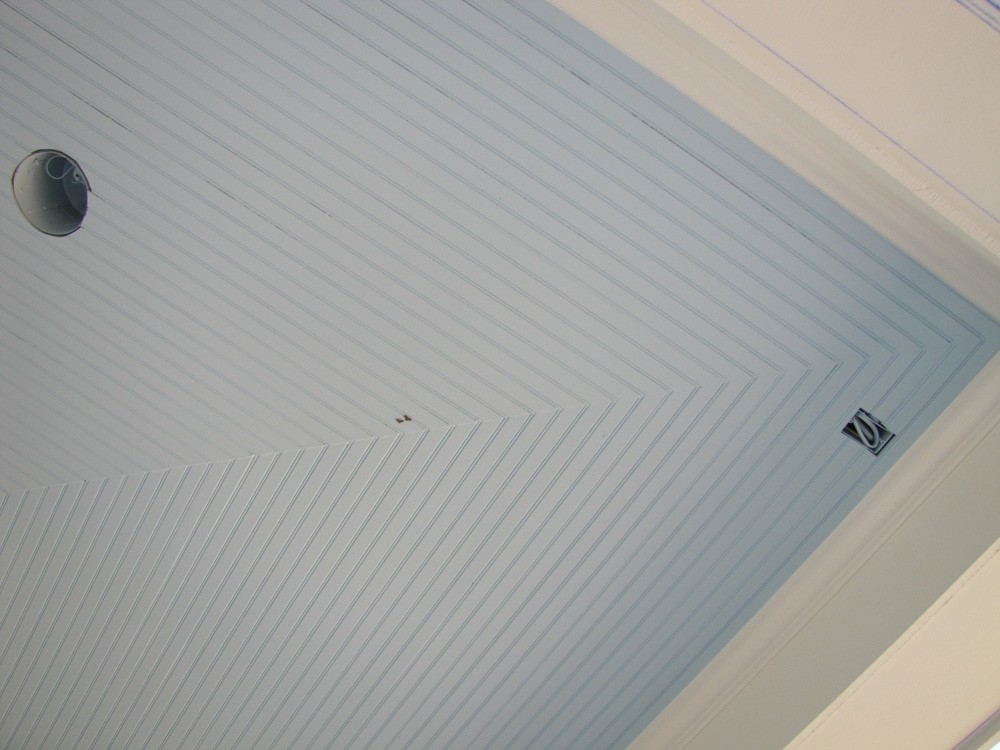 Close up of bead board ceiling corner - Strong Shield