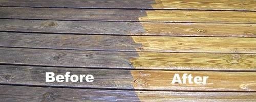 Pressure washing wood deck before and after - Strong Shield