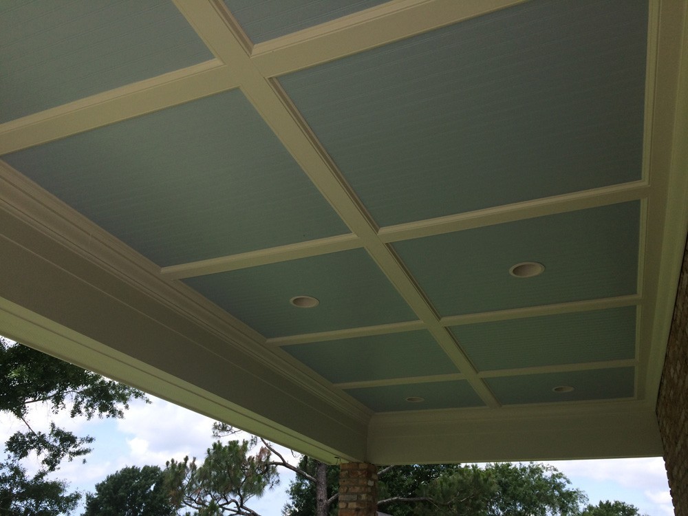 Custom painted blue porch ceiling - Strong Shield