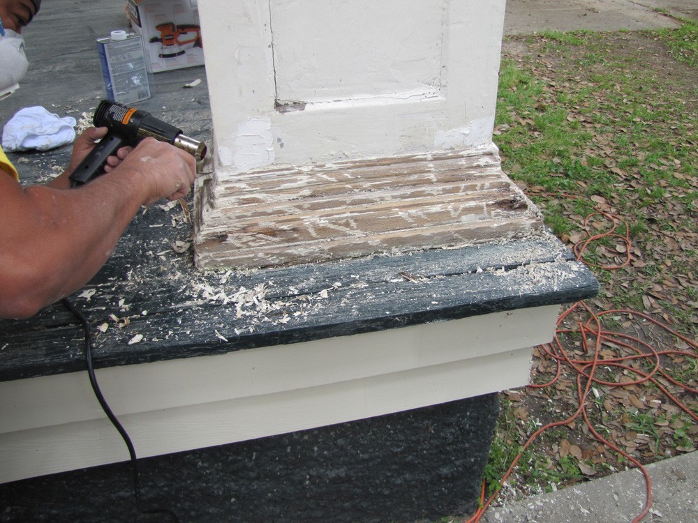Restore and paint wood columns on New Orleans home - Strong Shield