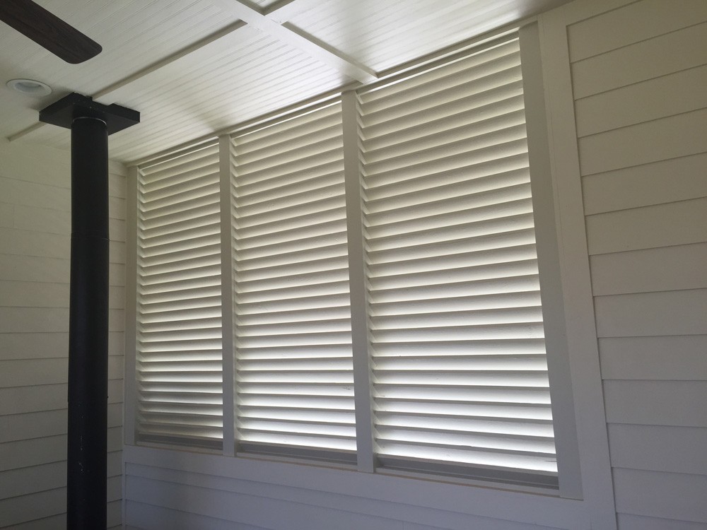 Shutters on covered patio - Strong Shield