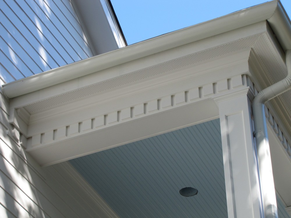 Dentil molding, bead board ceiling on porch ceiling - Strong Shield 