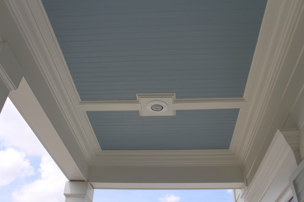 Blue bead board porch ceiling in New Orleans - Strong Shield