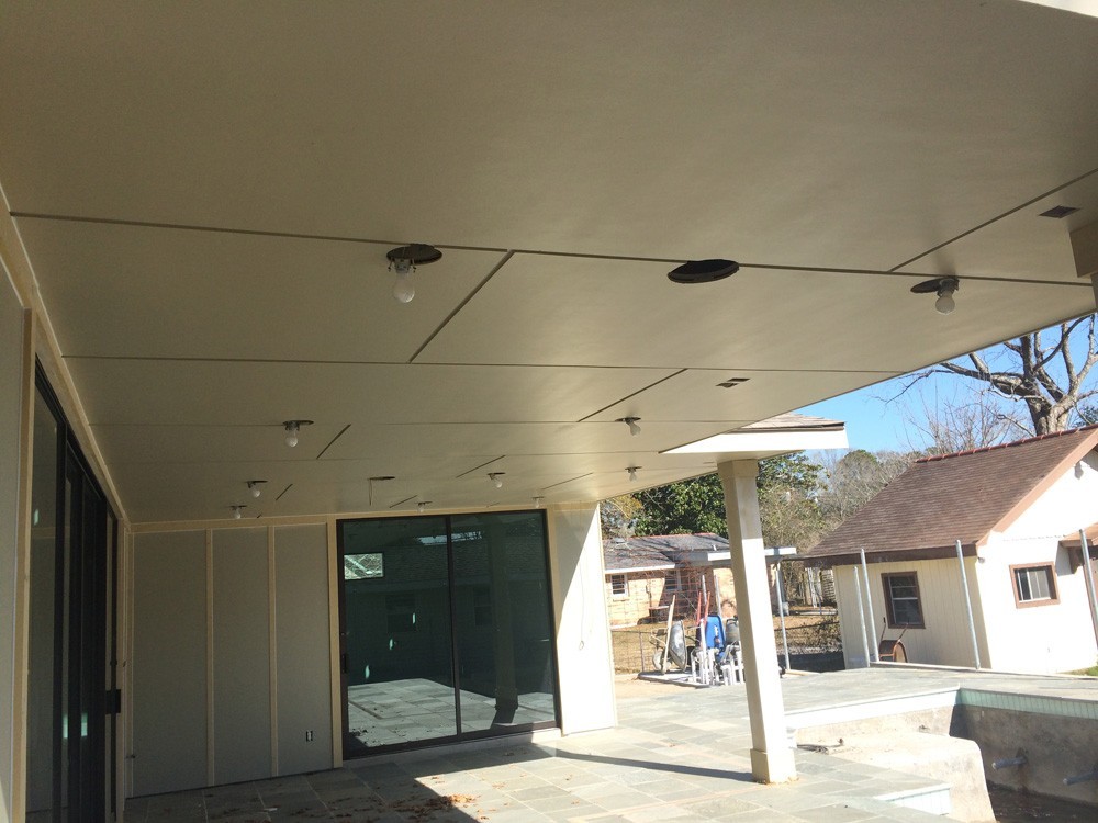 Porch ceiling with recessed lights - Strong Shield