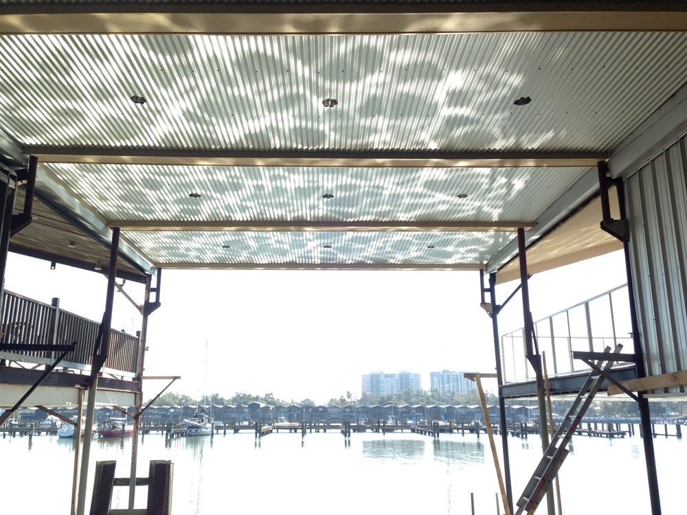 Boat slip deck and ceiling with recessed lights - Strong Shield