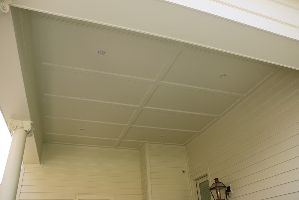 Trimmed porch ceiling with traditional columns - Strong Shield