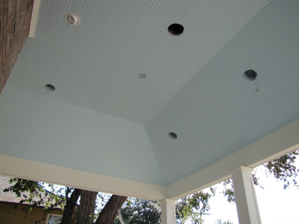 Bead board on tray porch ceiling - Strong Shield