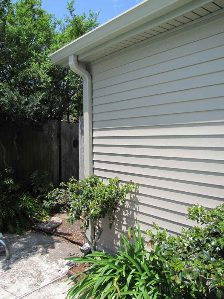 Gutters in New Orleans backyard - Strong Shield