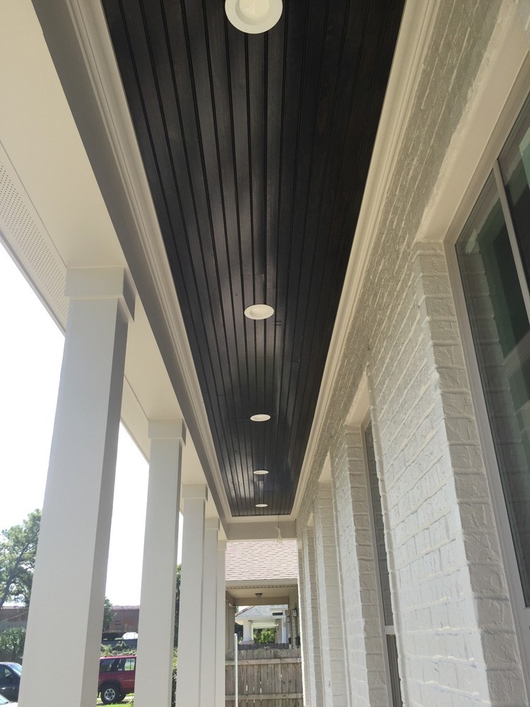 Black porch ceiling with recessed lights - Strong Shield