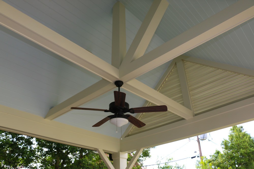 Cathedral style porch with craftsman beams and trim - Strong Shield