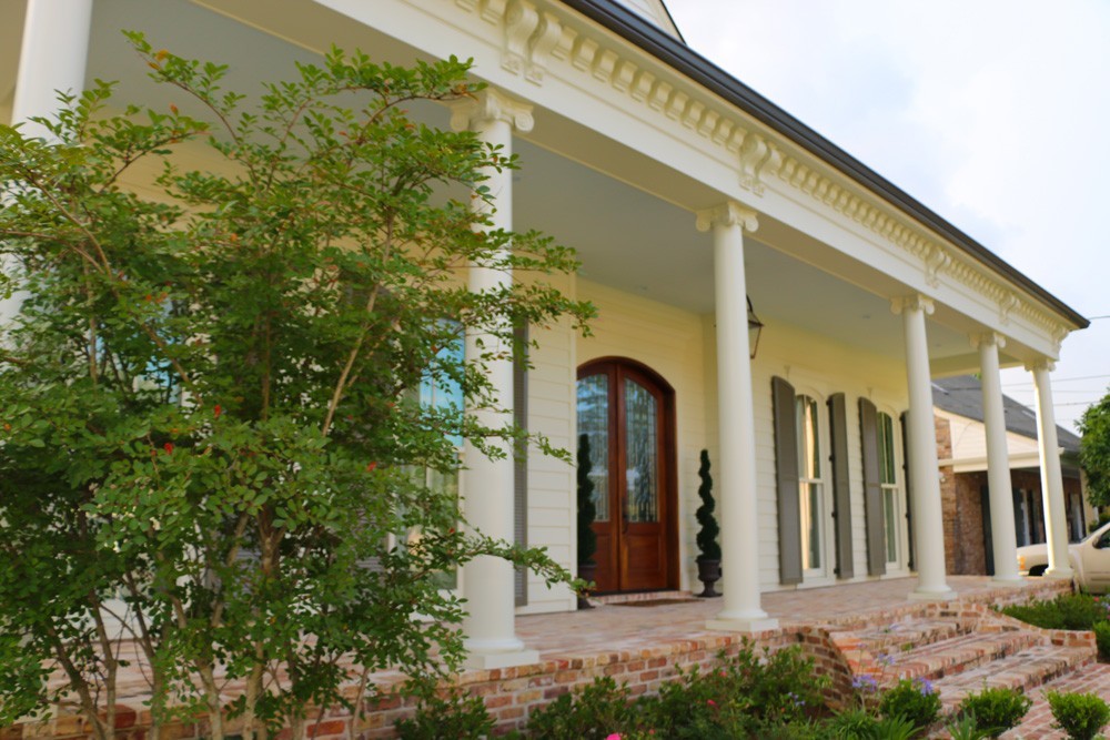 French country style front porch with trim - Strong Shield